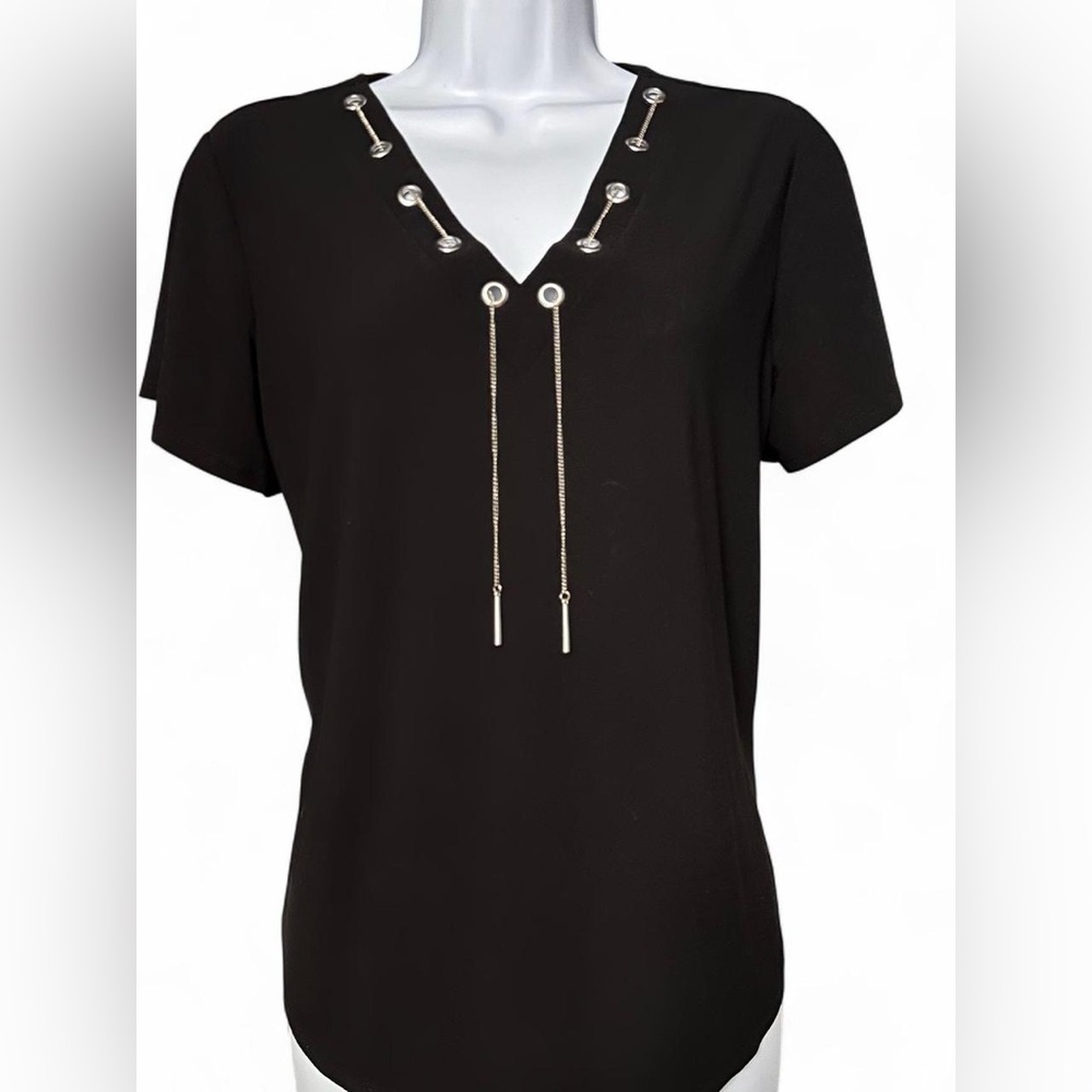 89th & Madison Charcoal V-Neck Top